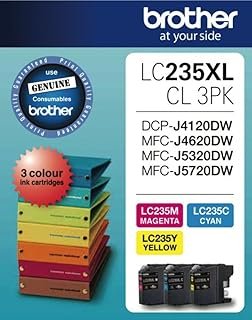 Brother Genuine LC-235XL High-Yield Value Pack, Includes 1x Cyan, 1x Magenta & 1x Yellow, Page Yield Up to 1200 Pages (LC-…