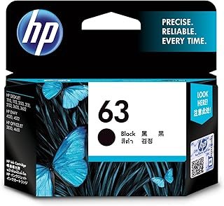 HP 63 Genuine Original Black Printer Ink Cartridge works with HP OfficeJet 4600, 5200, HP DeskJet 2100, 3600 and HP ENVY 4…