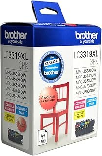 Brother Genuine LC3319XL High-Yield Colour Pack, Includes 1x Cyan, 1x Magenta & 1x Yellow, Page Yield Up to 1500 Pages (LC…