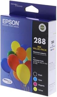 Epson 288 - Std Capacity DURABrite Ultra - Ink Cartridge Value Pack (B,C,Y,M) for XP-240, XP-340, XP-344, XP-440, 4-Pack, ...