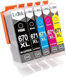 LxTek Compatible Canon 670XL PGI-670 XL 671XL CLI-671 XL Ink Cartridges for Canon PIXMA MG5760 MG5765 MG6860 MG5766 MG6865…