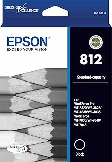 Epson 812 – Std Capacity DURABrite Ultra – Black Ink Cartridge for WF-3820, WF-3825, WF-4830, WF-4835, WF-7830, WF-7840, W…