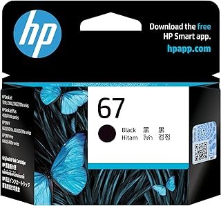 HP 67 Genuine Original Black Ink Printer Cartridge works with HP DeskJet 1200, 2300, 2700, 4100 Series, Hp DeskJet Plus 41…