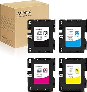 Aomya 4 Pack SG400 SG800 Sublimation Ink Cartridge Heat Transfer Compatible for Ricoh SG3100 3100SNW 3110 3110DN 3110DNW 3…