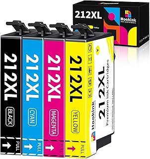 Hookink 212XL Ink Cartridges 4-Pack Compatible for Epson 212XL Ink Cartridges for Epson Expression Home XP-2100 XP-3100 X...