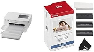 Canon Selphy CP1500 Printer, White + KP108IN Color Ink Cartridge Plus Paper Set, 108 Sheets, 4 x 6 Inch