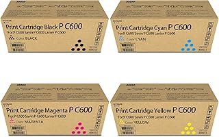 SPLENDIDCOLOR P C600 Toner Cartridge Remanufactured High-Yield Black Cyan Magenta Yellow Replacement for Ricoh P C600 4083...
