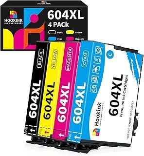 Hookink 604XL Ink Cartridges Compatible for Epson 604XL 604 XL Ink Cartridges for Epson XP-2200, XP-4200, XP-3200, WF-291…