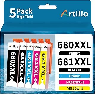 Artillo 680XXL 681XXL Ink Cartridge Compatible for Canon PGI-680 XXL CLI-681 XXL for Canon PIXMA TS6360 TS6360a TS706 TR76…