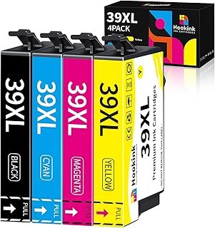 Hookink 39XL Ink Cartridges Compatible for Epson 39XL 39 XL Ink Cartridges for Expression Home XP-4105 XP-2105 Printer 4-P...