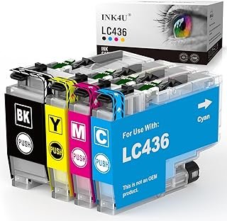 LC436 Ink Cartridges 4 Pack Compatible for Brother LC436 LC436XL LC436BK LC436Y LC436C LC436M Use with MFC-J4340DW MFC-J44...
