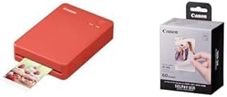 Canon QX20 Photo Printer (Red) with XC-60L Photo Label (60 Sheets)