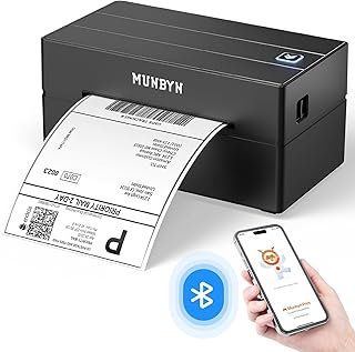 MUNBYN Shipping Label Printer Bluetooth Connection, Thermal Printer 4x6, Postage Label Printer for Business, Compatible wi...